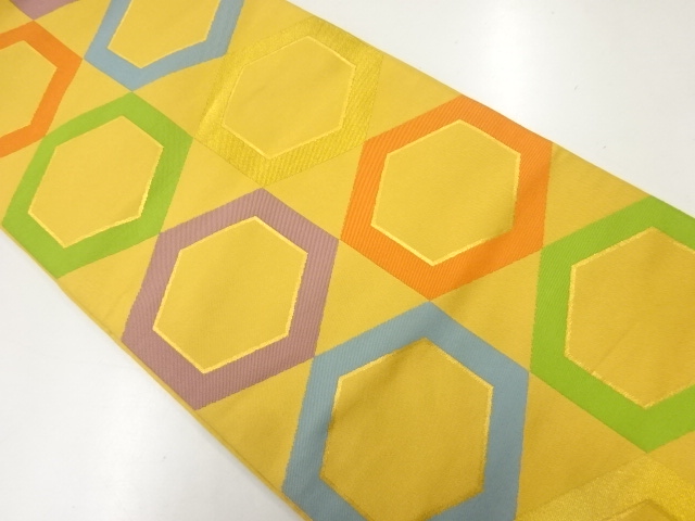 アンティーク　織悦製　亀甲模様織出し全通袋帯（材料）